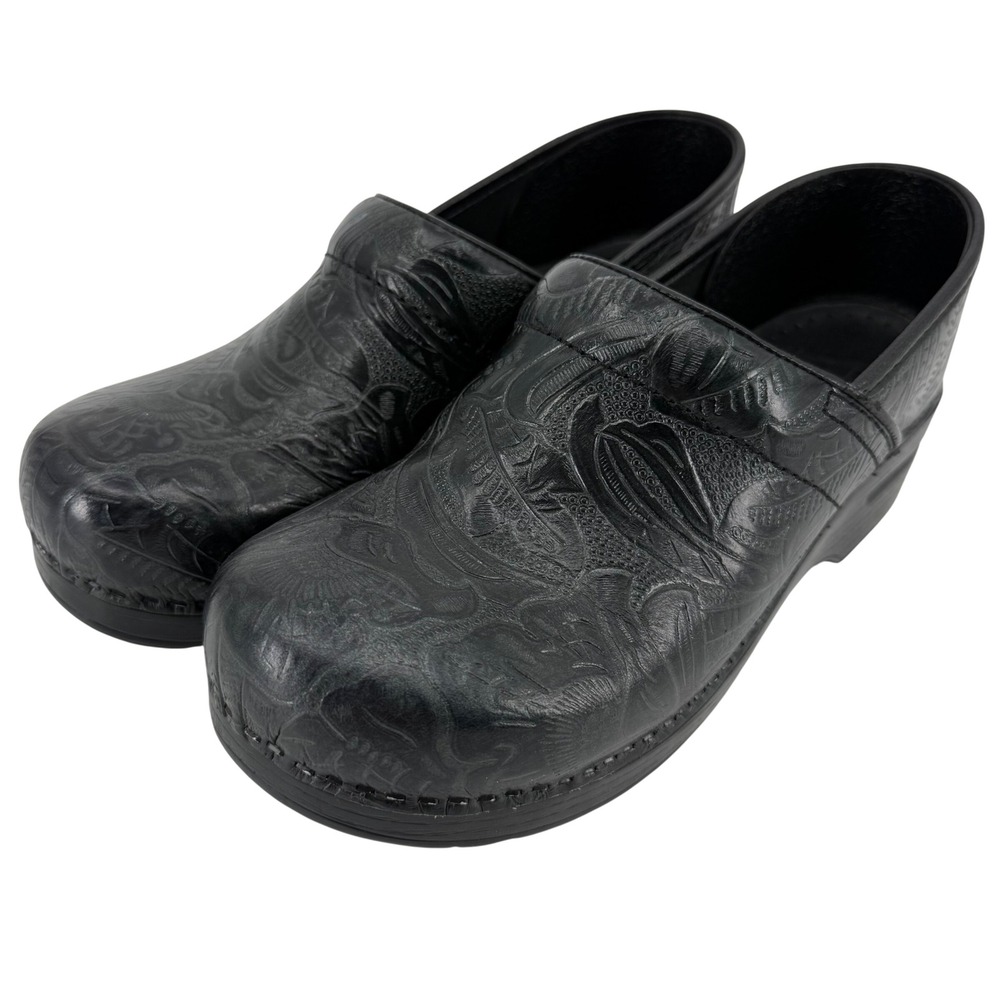 Dansko Professional Paisley Tooled Leather Clogs Shoes Womens EU 40‎ US 9.5-10